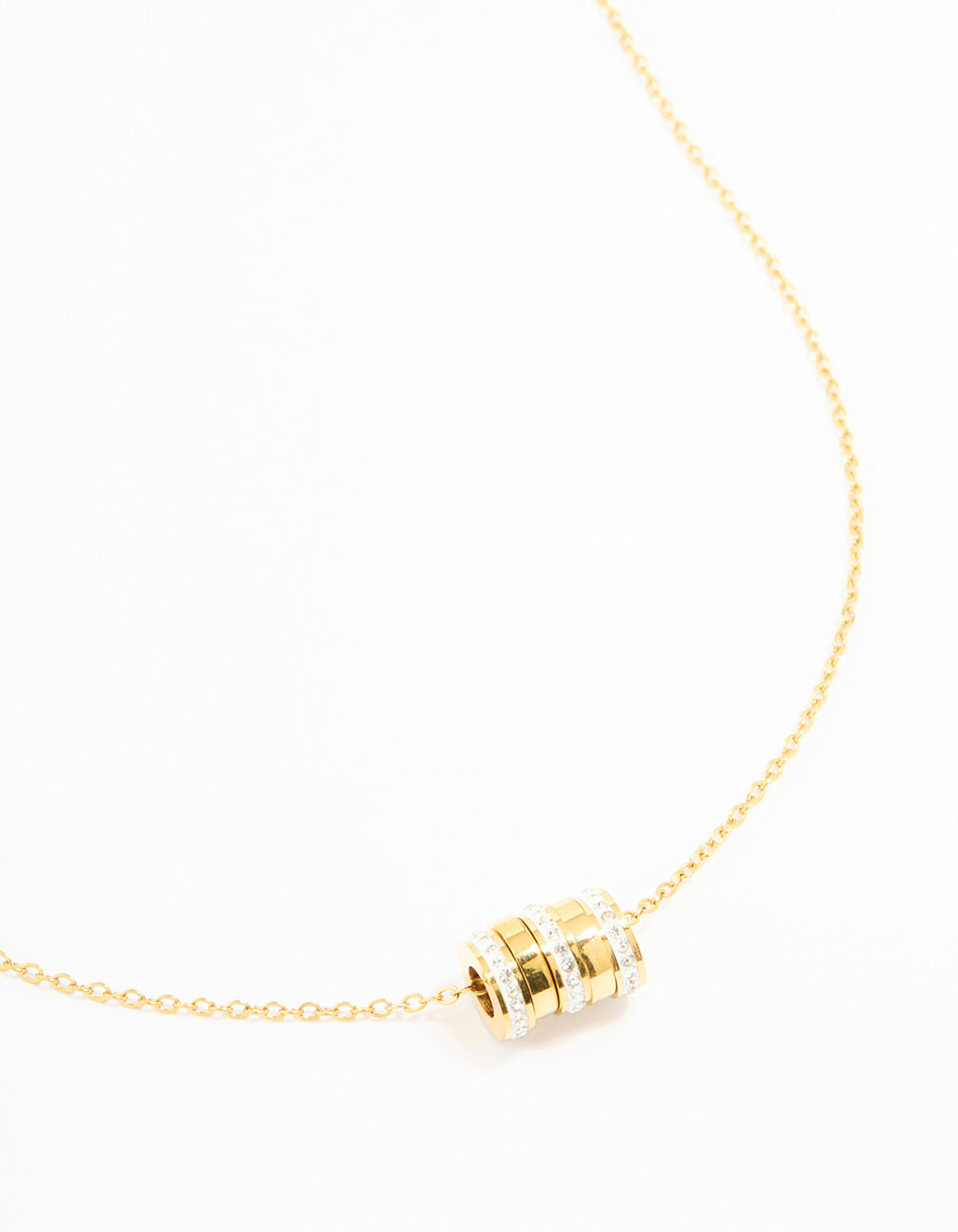 Waterproof Gold Plated Stainless Steel Cubic Zirconia Rondell Necklace