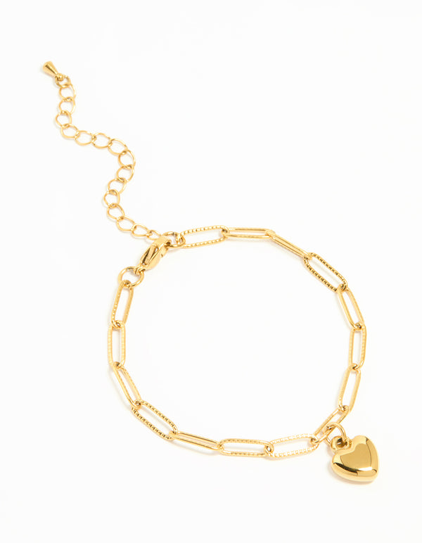 Waterproof Gold Plated Stainless Steel Pin Chain Heart Bracelet