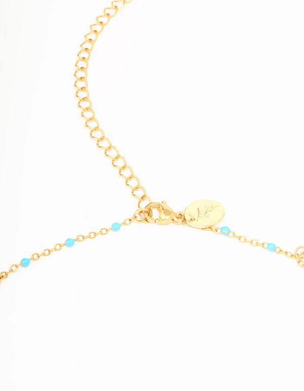 Waterproof Gold Plated Stainless Steel Blue Beaded Dainty Waist Chain