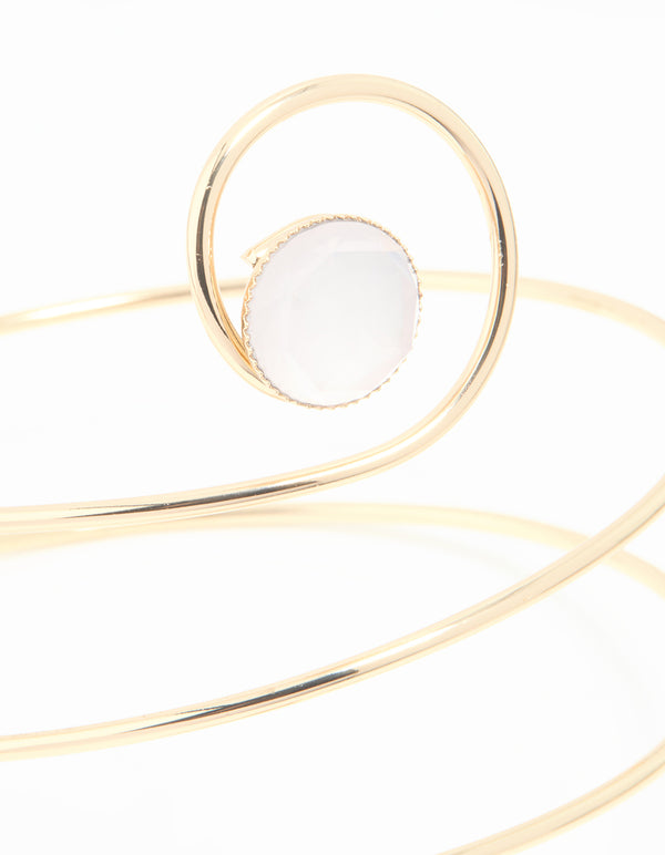 Gold Clear Gem Swirl Arm Cuff