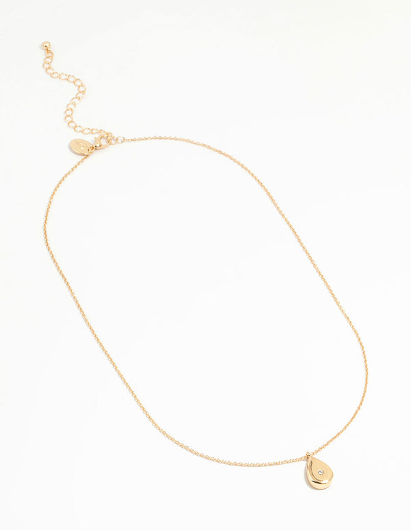 Gold Teardrop Diamante Pendant Necklace