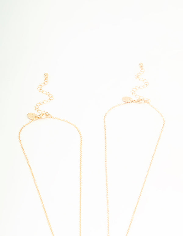 Gold Pink Diamante & Bow Necklaces 2-Pack
