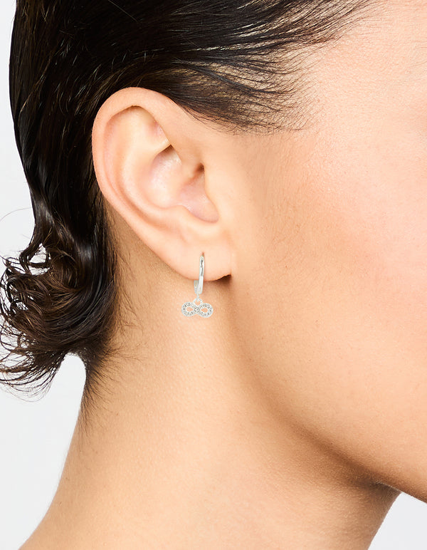 Sterling Silver Cubic Zirconia Infinity Huggie Earrings