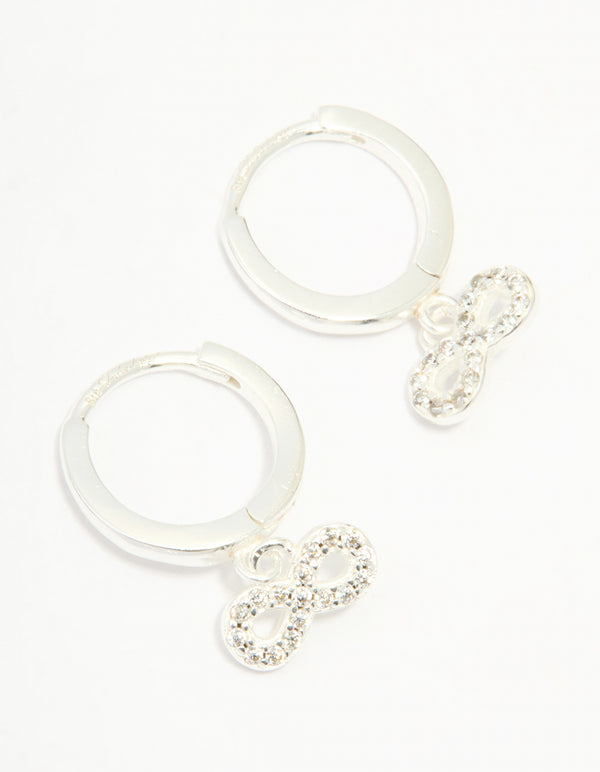 Sterling Silver Cubic Zirconia Infinity Huggie Earrings