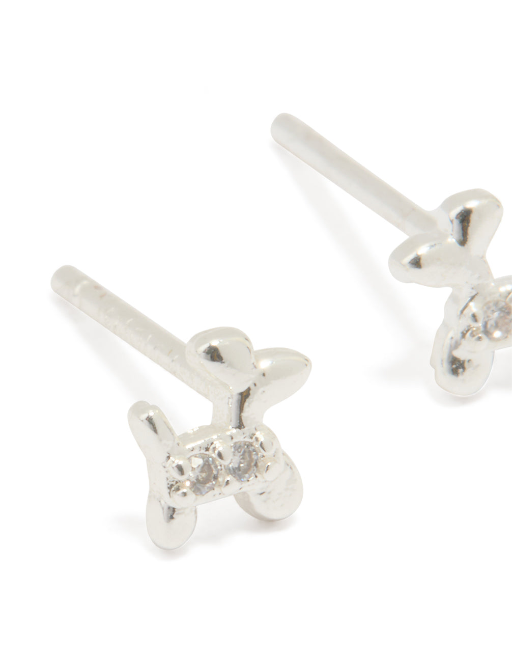 Sterling Silver Cubic Zirconia Balloon Dog Stud Earrings