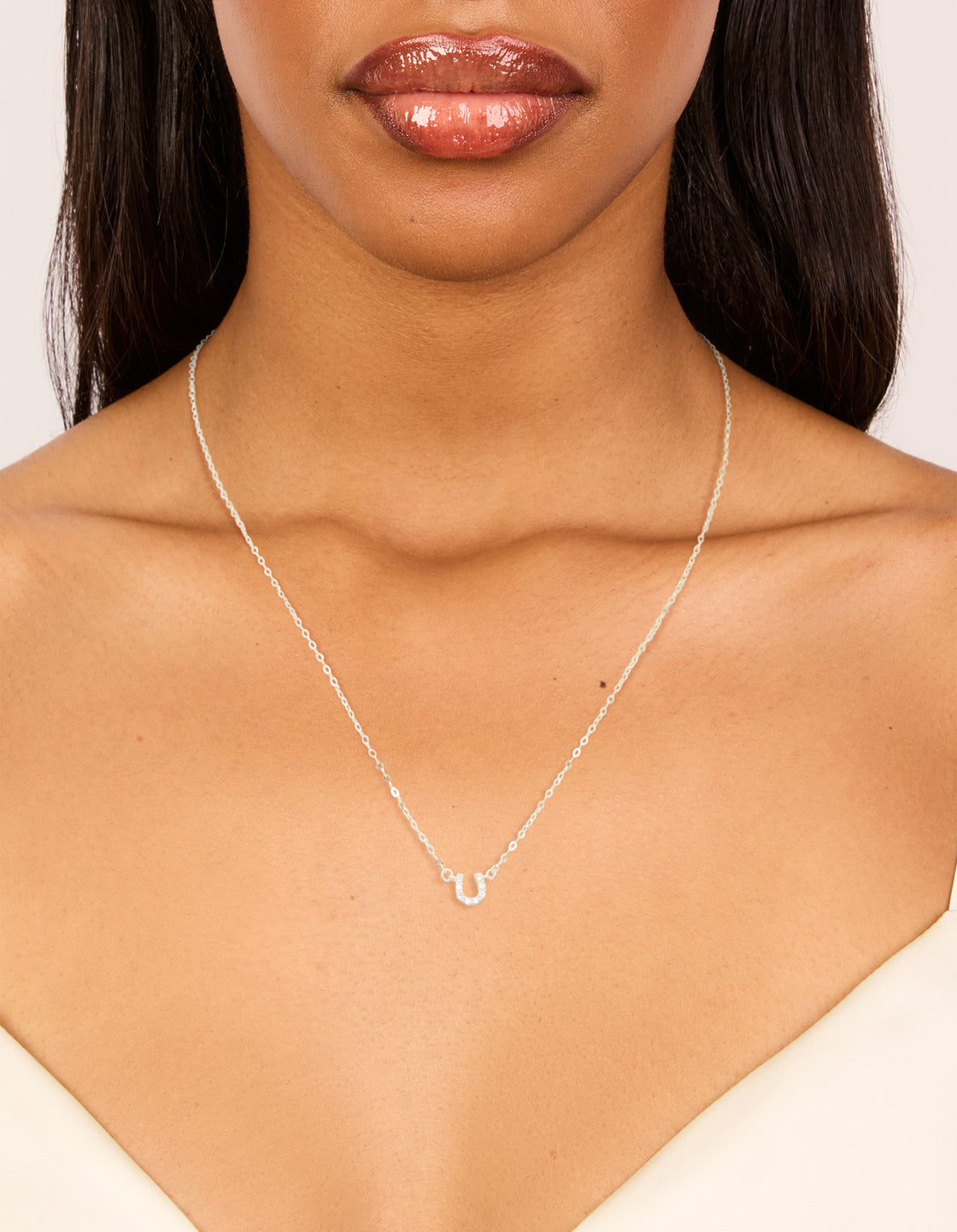 Sterling Silver Cubic Zirconia Horseshoe Necklace