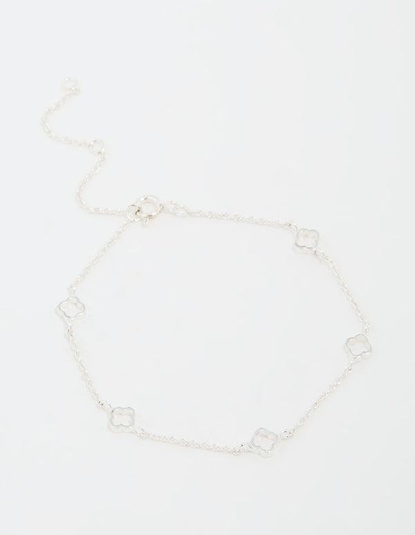 Sterling Silver Hollow Flower Bracelet