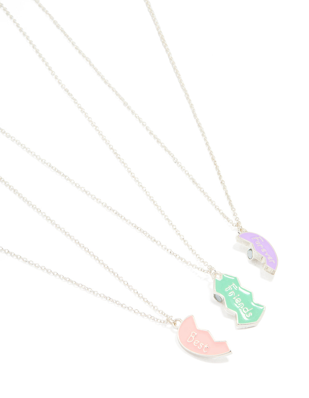 Kids Silver Friends Forever Necklaces 3-Pack