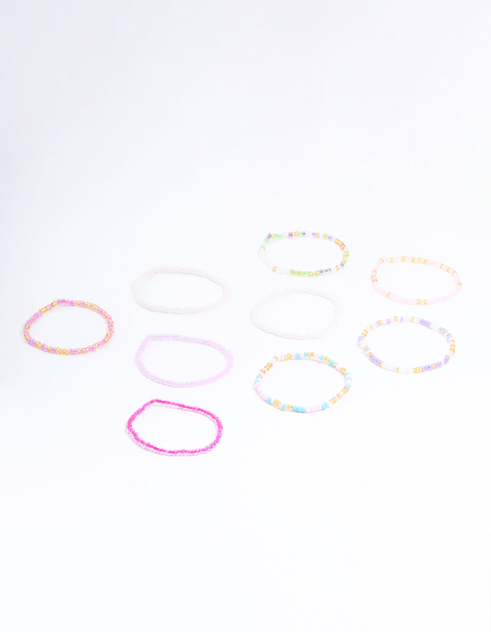 Kids Pastel & Vibrant Beaded Stretch Bracelets 9-Pack