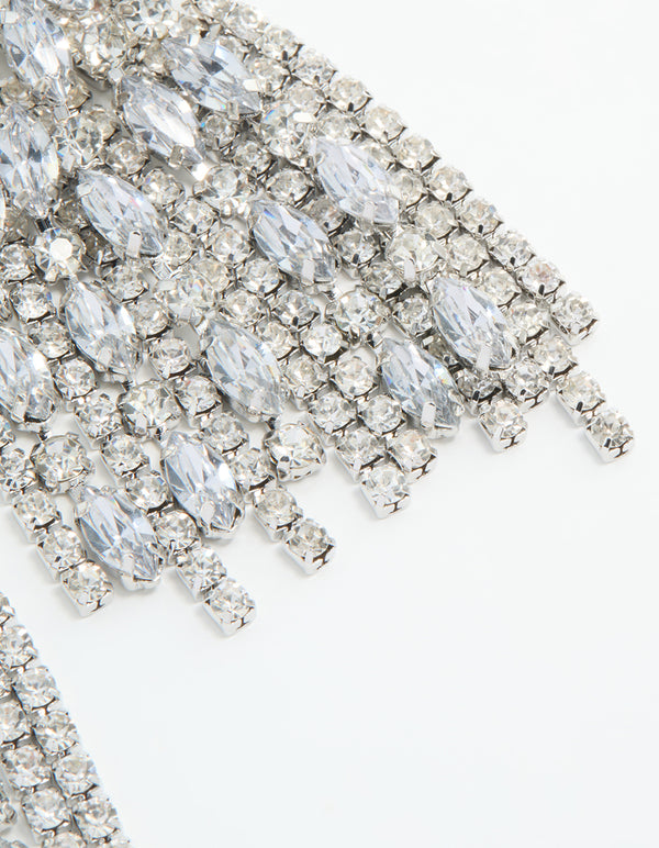 Silver Diamante Chain Drop Earrings