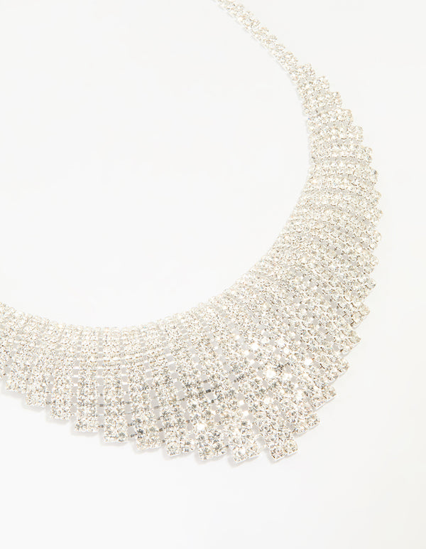 Silver Diamante Collar Statement Necklace