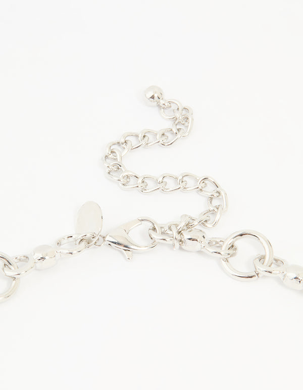 Mixed Metal Textured Charm Necklace