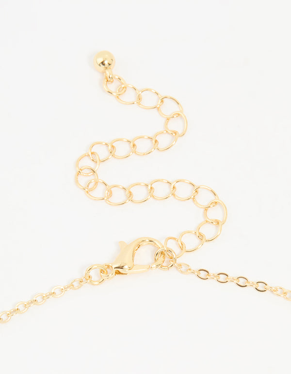 Gold Plated Diamante & Burgundy Flower Pendant Necklace