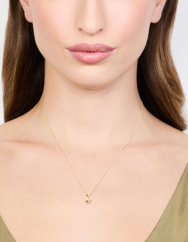 Gold Plated Brass Mini Bubble Letter L Pendant Necklace