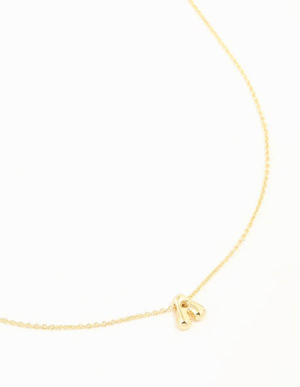 Gold Plated Brass Mini Bubble Letter A Pendant Necklace