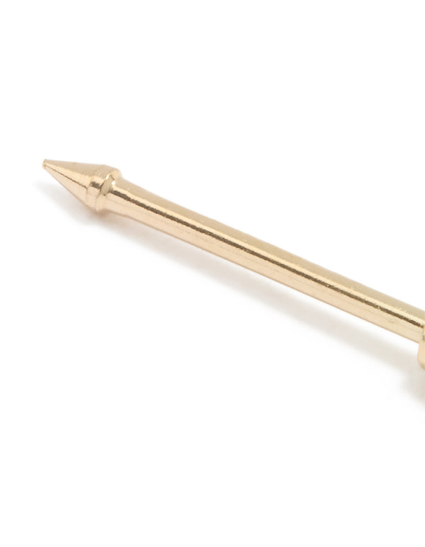 14K Solid Yellow Gold Cubic Zirconia Nose Piercing Stud