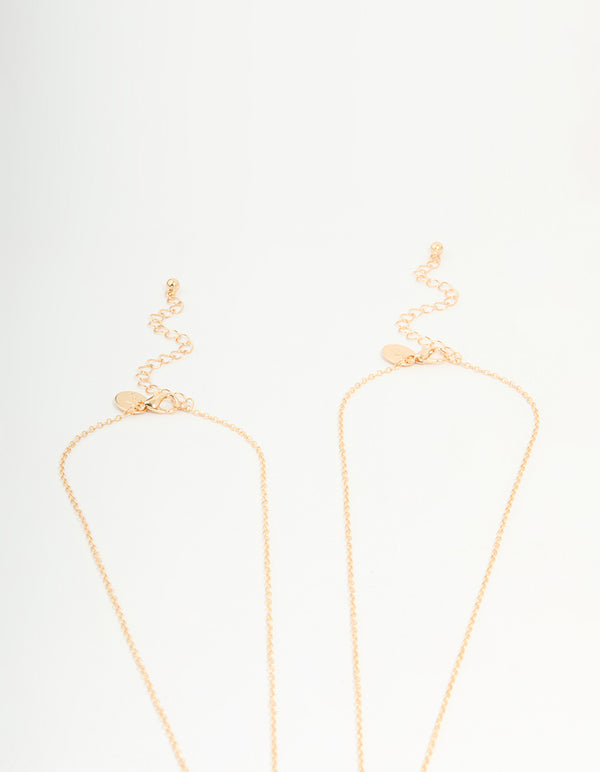 Gold Diamante Heart Friendship Necklaces 2-Pack