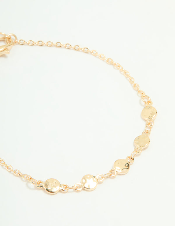 Gold Disc Pearl & Heart Bracelets 3-Pack