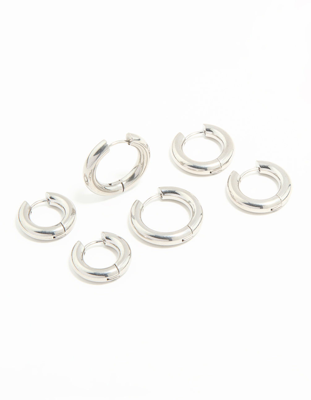 Waterproof Stainless Steel Thick Hoop Earrings 3-Pack