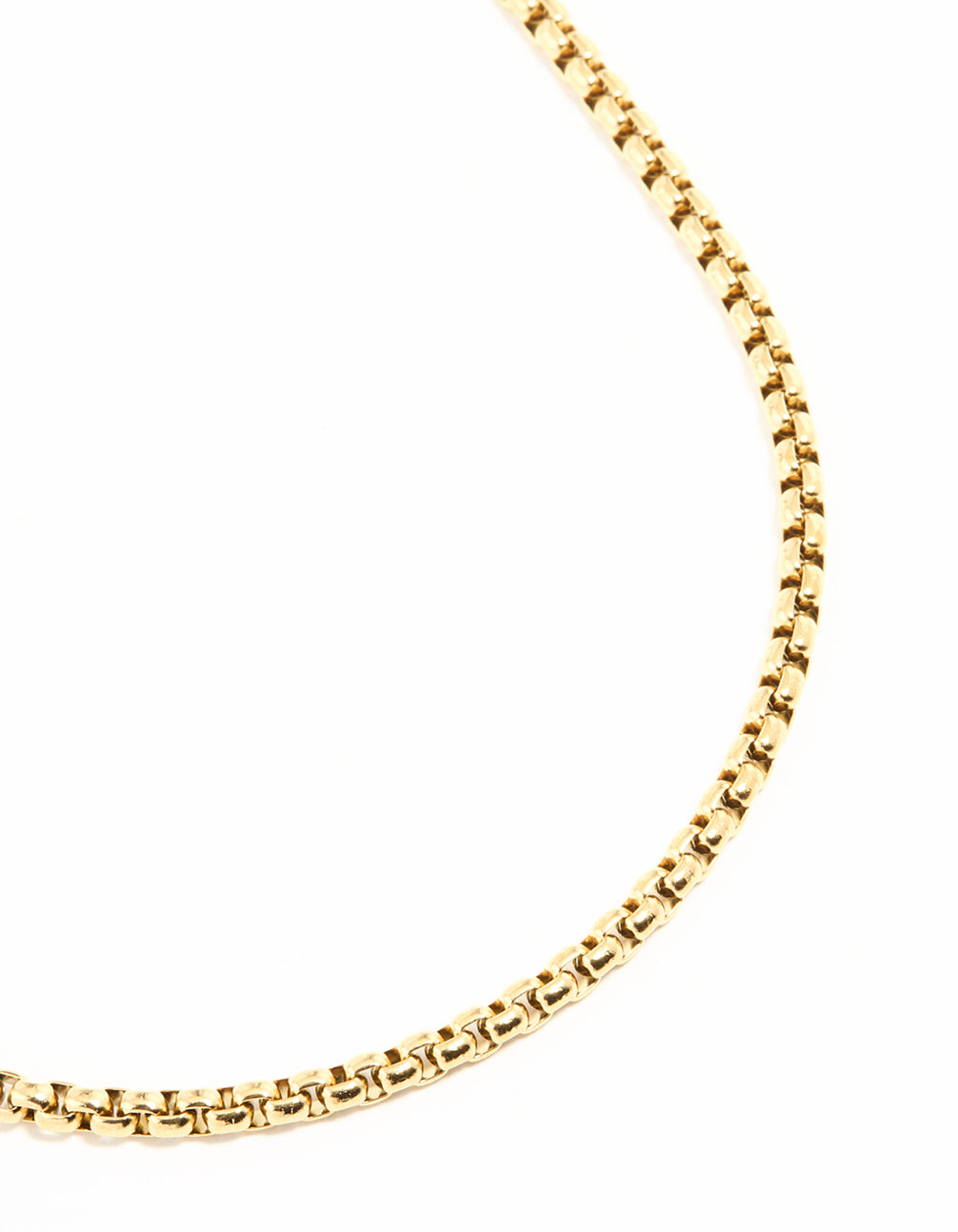 Waterproof Gold Plated Stainless Steel Round Box Chain Short Necklace