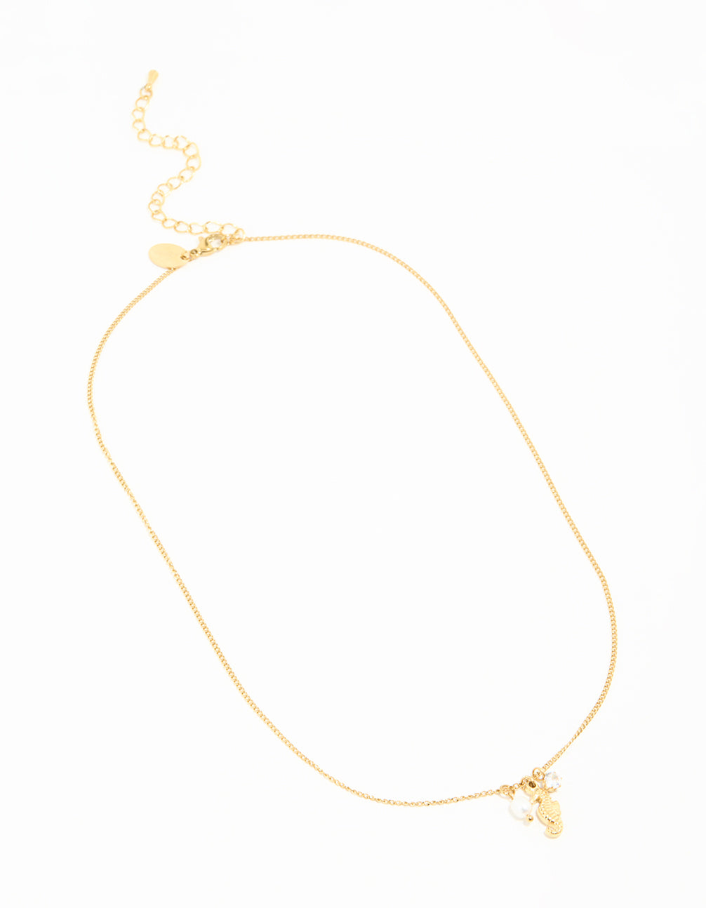 Waterproof Gold Plated Stainless Steel Freshwater Pearl Seahorse Necklace