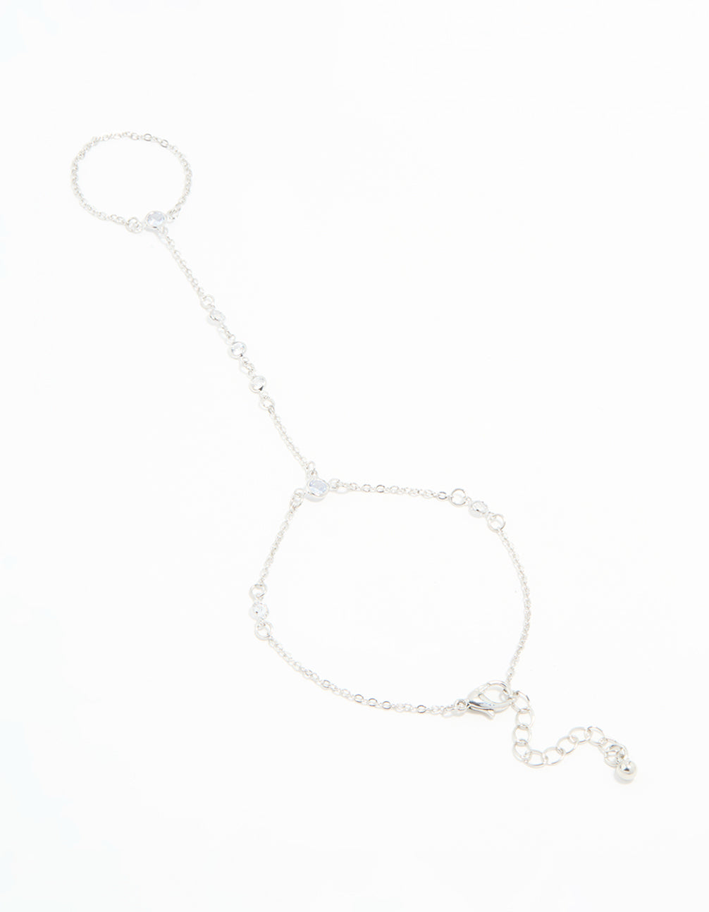 Silver Cubic Zirconia Bezel Hand Chain