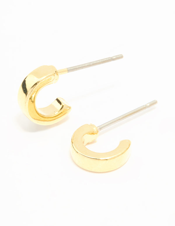 Gold Plated Cubic Zirconia Plain & Baguette Hoop Earrings 2-Pack