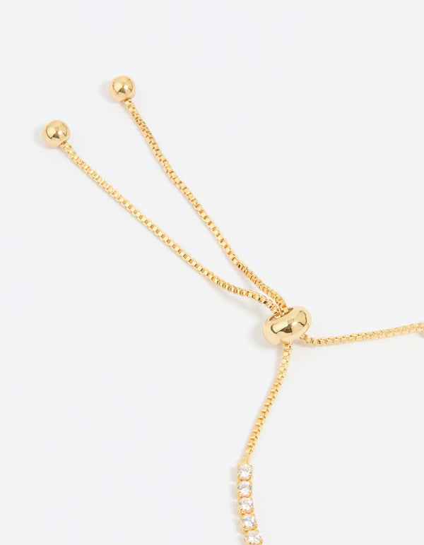 Gold Plated Cubic Zirconia Baguette Toggle Bracelet