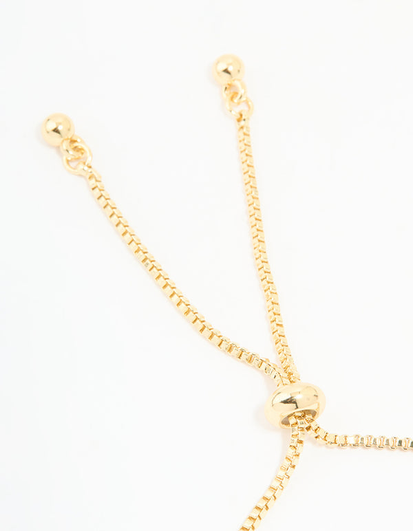 Gold Plated Cubic Zirconia Butterfly & Heart Toggle Bracelet