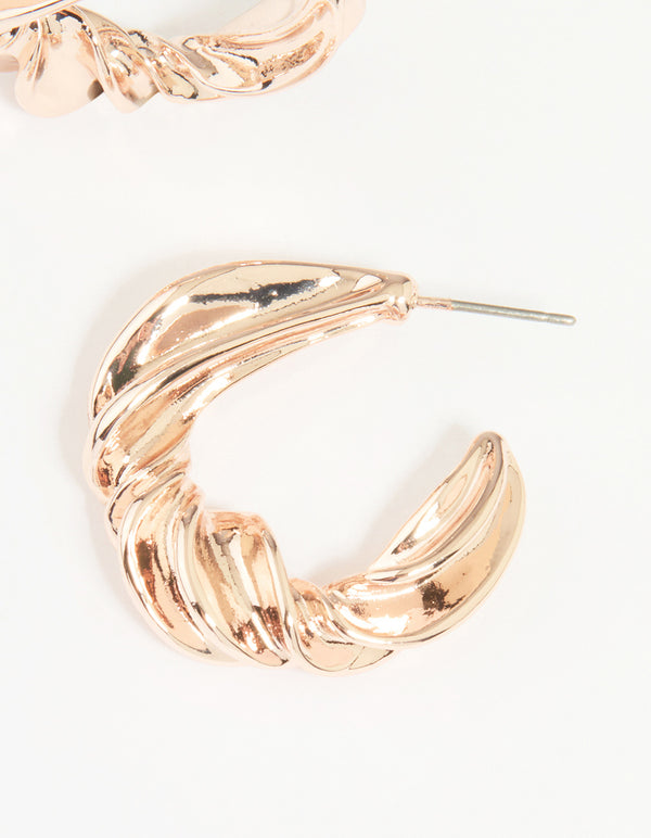 Rose Gold Thick Twisted Hoop Earrings