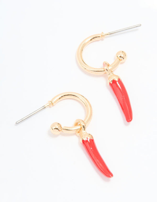 Gold Chilli Huggie Earrings