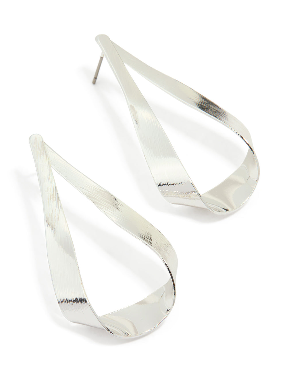 Silver Folded Drop Earrings
