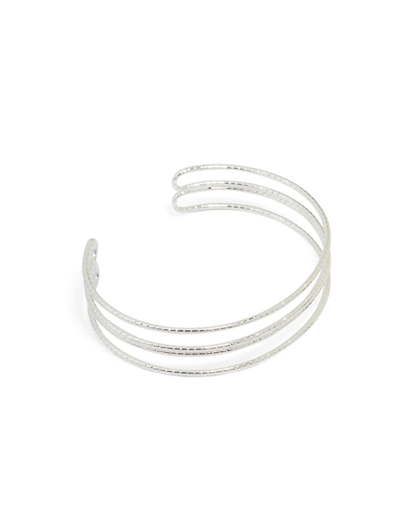 Silver Wire Textured Wire Wrist Cuff