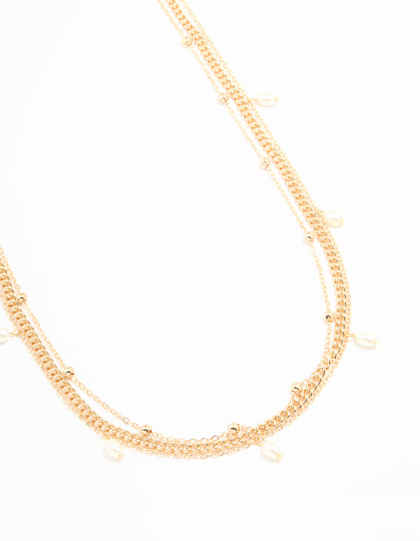 Gold Pearl Ball Layered Waist Chain