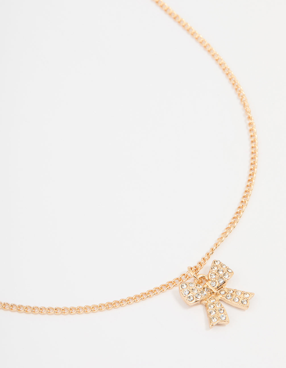 Gold Diamante Bow Necklace