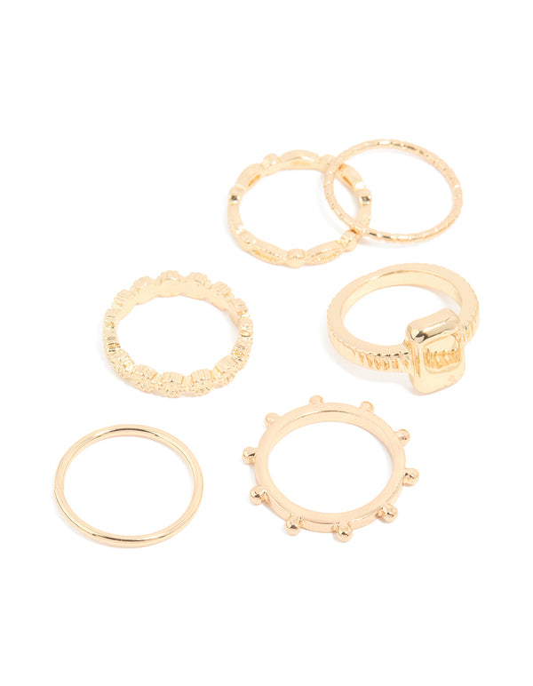 Gold Textured Signet Rings 10-Pack