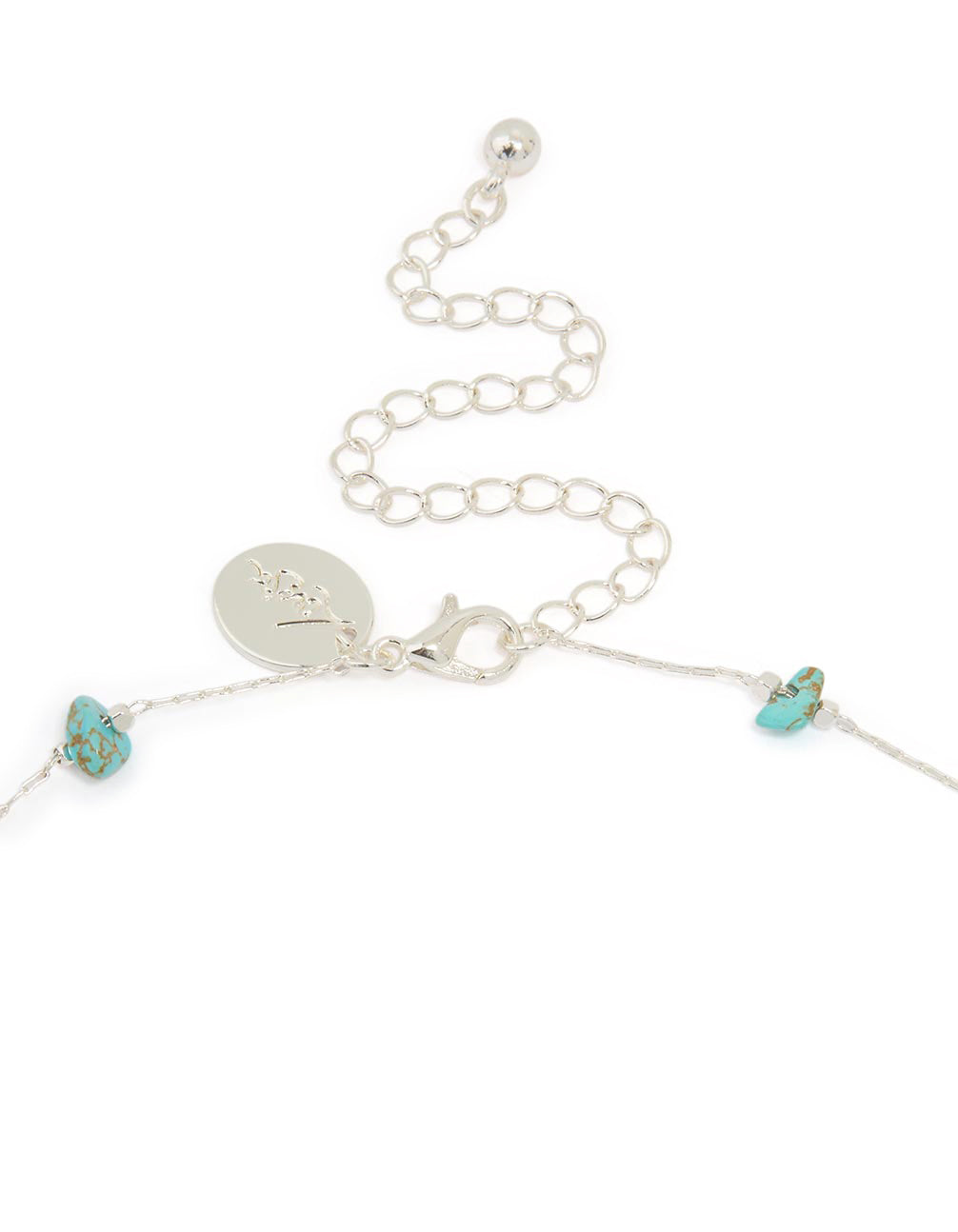 Silver Plated Turquoise Semi Precious Stone Station Necklace