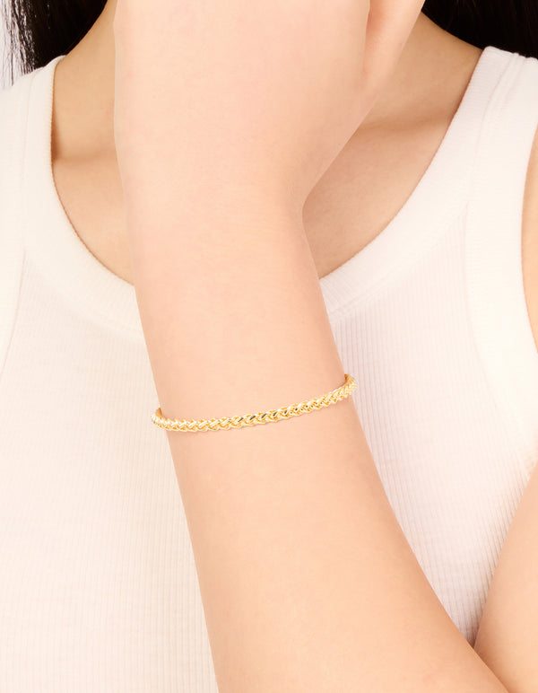 Gold Plated Weave Chain Toggle Bracelet
