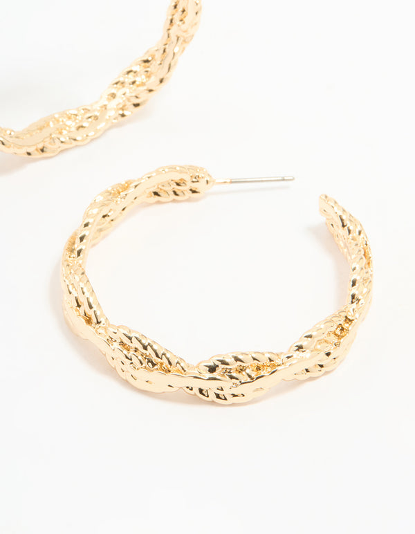 Gold Wrap Chain Hoop Earrings