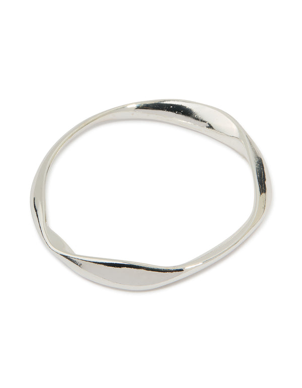 Silver Plated Brass Statement Wavy Bangle