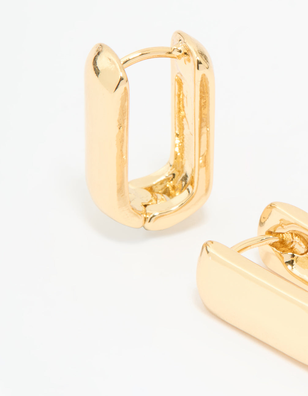 Gold Plated Small Rectangle Huggie Earrings