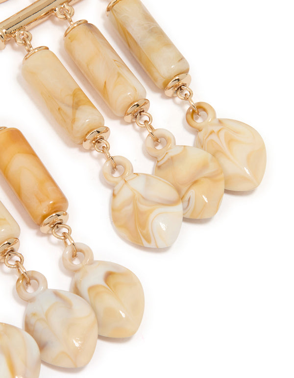 Acrylic Triangular Mixed Beaded Drop Earrings