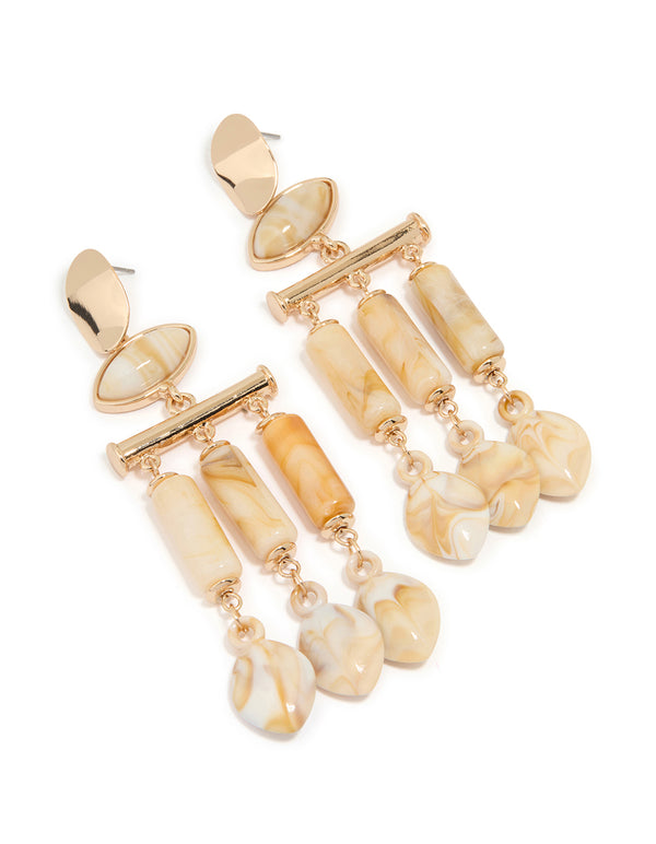 Acrylic Triangular Mixed Beaded Drop Earrings