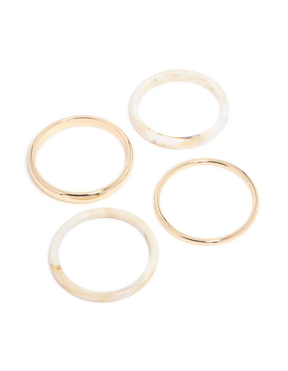 Gold & White Acrylic Marble Thin Bangles 4-Pack