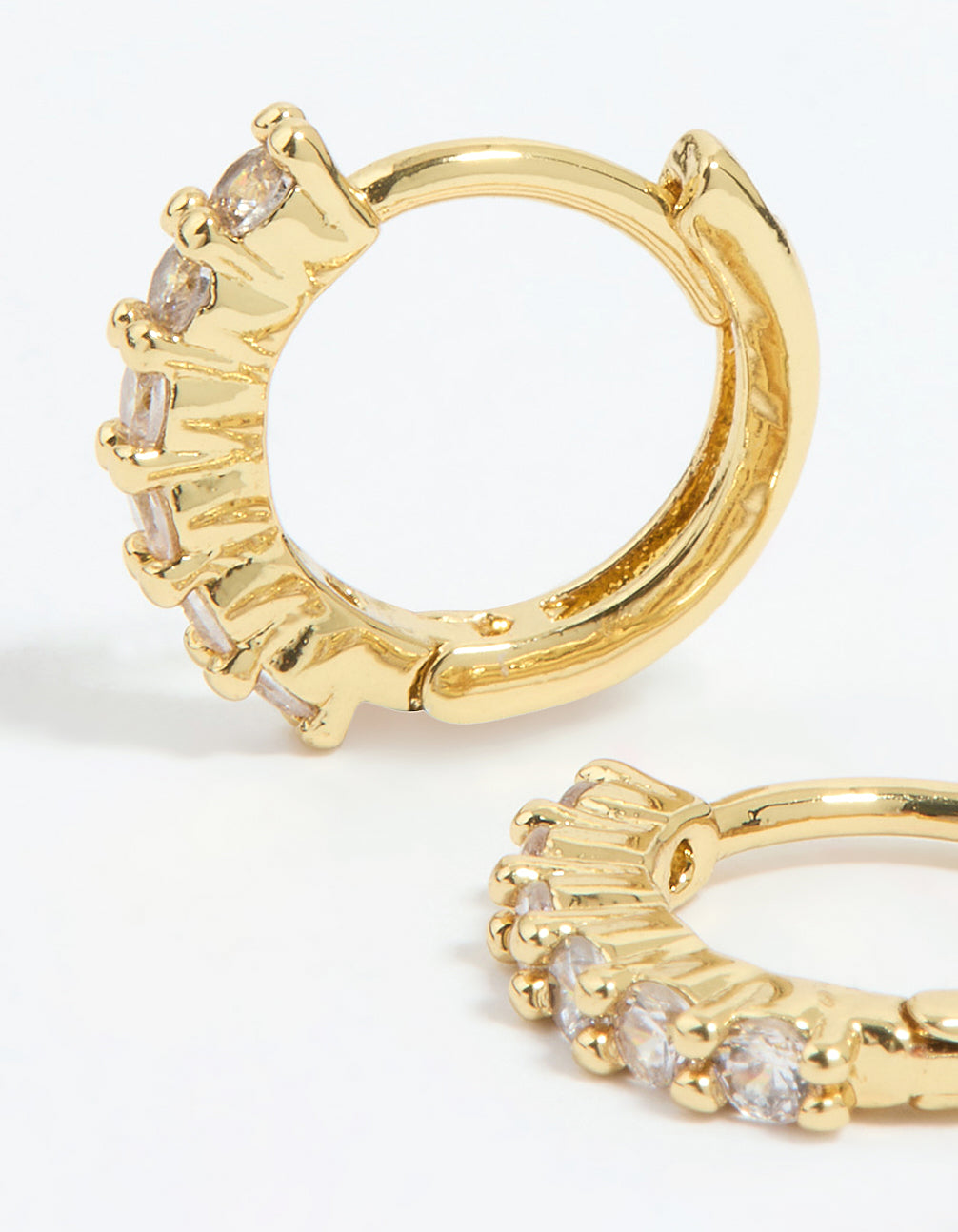 Gold Plated Cubic Zirconia Thin Huggie Earrings