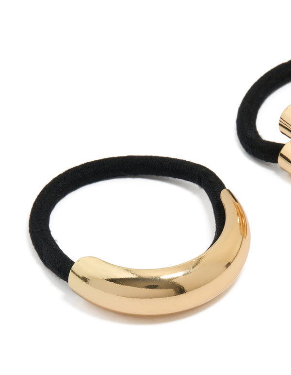 Gold Chunky Curved Hair Ties 2-Pack