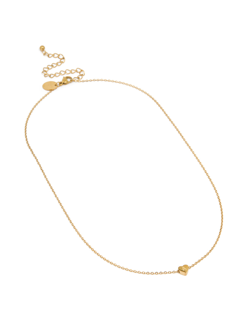 Waterproof Gold Plated Stainless Steel Mini Heart Letter A Necklace
