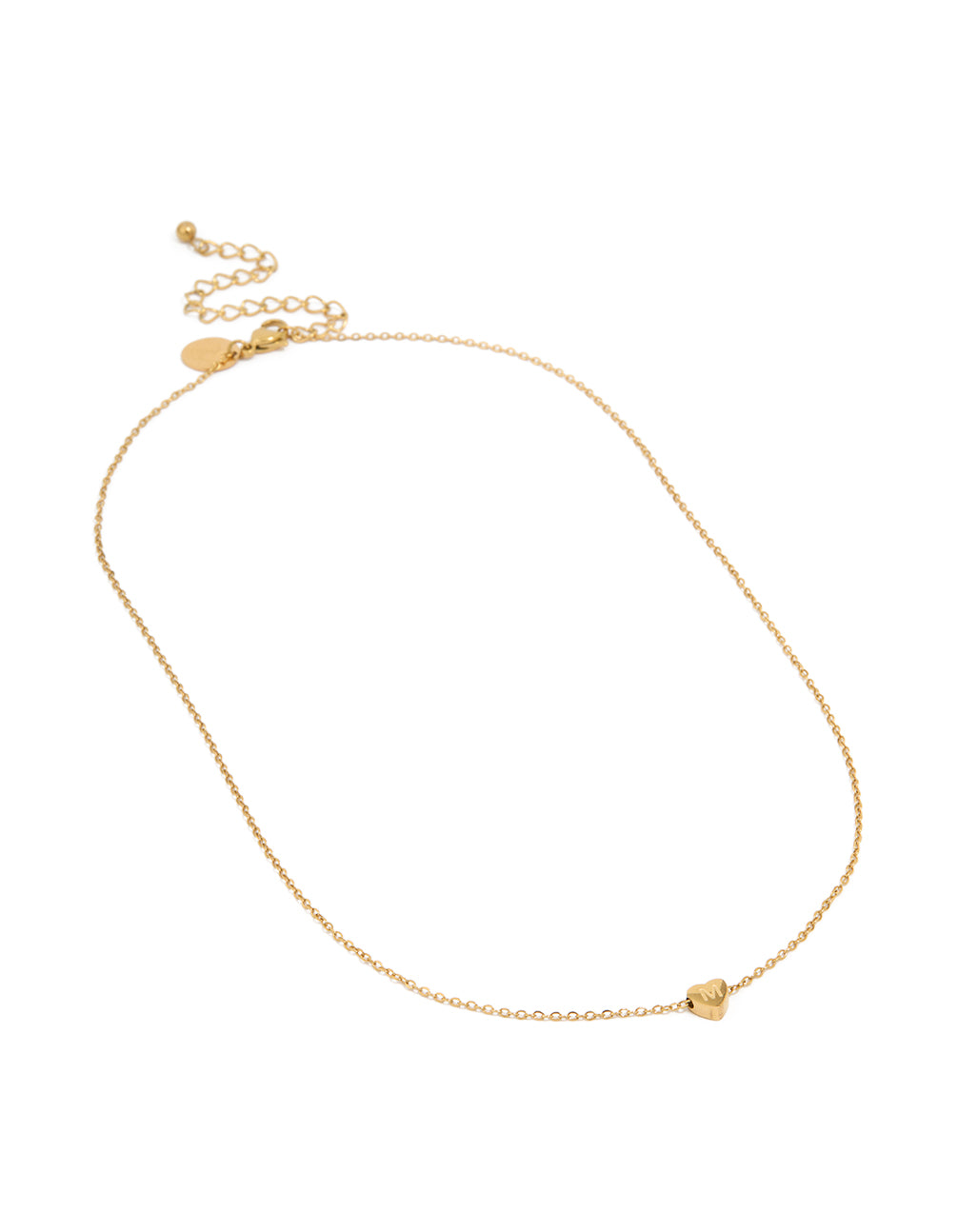 Waterproof Gold Plated Stainless Steel Mini Heart Letter M Necklace