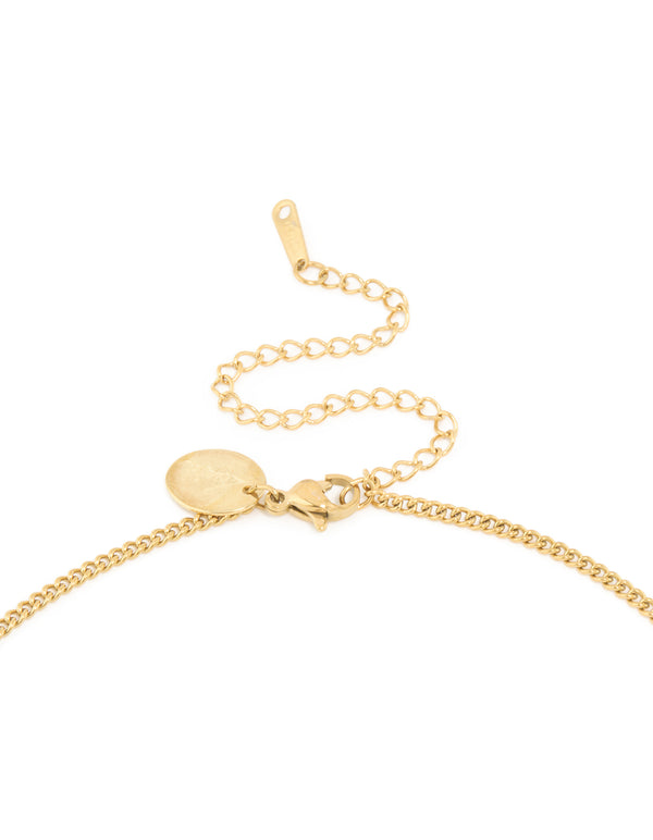 Waterproof Gold Plated Stainless Steel Cubic Zirconia Libra Circle Zodiac Sign Necklace