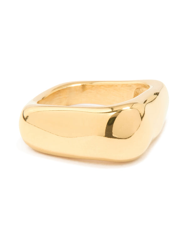 Waterproof Gold Plated Stainless Steel Chunky Bar Ring